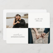 シンプル2枚の写真が日付カードを保存 セーブザデート (正面/裏面)