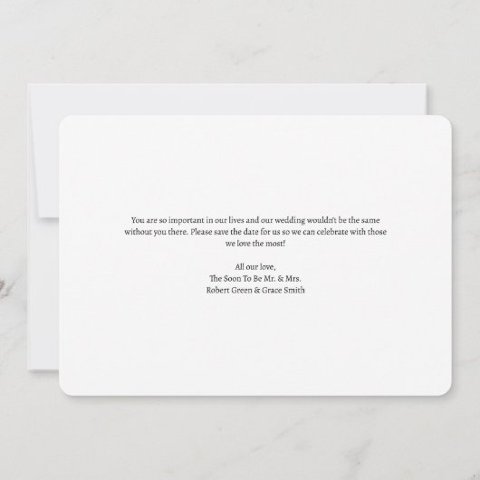 シンプル2枚の写真が日付カードを保存 セーブザデート (裏面)