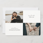 シンプル2枚の写真が日付カードを保存 セーブザデート (正面)