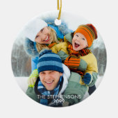 シンプル2枚の写真の名前(年) セラミックオーナメント (正面)