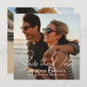 シンプル2枚の写真の書道結婚式の日付を保存 (正面/裏面)