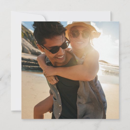 シンプル2枚の写真の書道結婚式の日付を保存 (裏面)