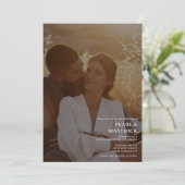 シンプル2枚エレガントの写真シックなホワイト結婚ブラック 招待状 (スタンド正面)