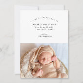 シンプル2枚エレガントの写真新生児 サンキューカード (正面)