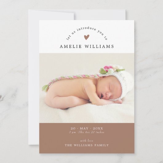 シンプル2枚エレガントの写真新生児 案内状 (正面)