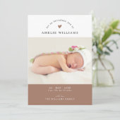 シンプル2枚エレガントの写真新生児 案内状 (スタンド正面)