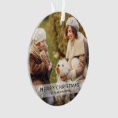 シンプル2枚カスタム写真メリークリスマス オーナメント (正面)