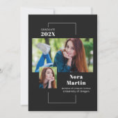 シンプル2枚フォト卒業白黒白 案内状 (正面)