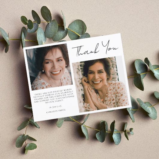 シンプル2枚フォト悔やみや弔慰葬儀 ポストカード