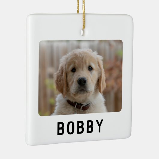 シンプル2犬の写真ペット名クリスマス セラミックオーナメント (右)