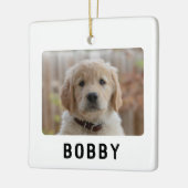 シンプル2犬の写真ペット名クリスマス セラミックオーナメント (左)