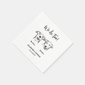 シンプル2犬ペットスケッチ結婚ズ スタンダードカクテルナプキン (角)