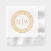 シンプル2結婚イニシャルモノグラム対ギリシャ鍵Fr 箔ナプキン (正面)