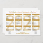 シンプル2020年カレンダー会社ロゴ新年金ゴールド シーズンカード (正面/裏面)