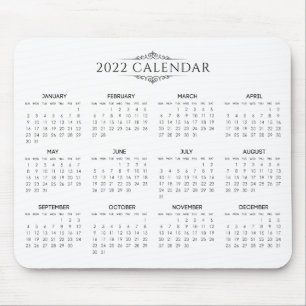 シンプル2022年エレガント予定表  マウスパッド