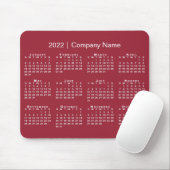 シンプル2022年カレンダー会社名Burgundy Red マウスパッド (マウス)