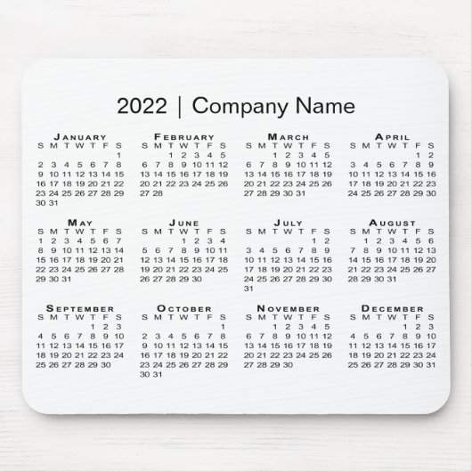 シンプル2022年カレンダー(会社名が白) マウスパッド (正面)