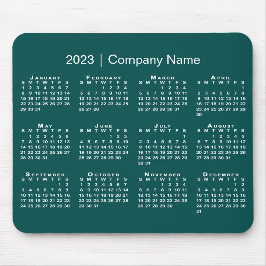 シンプル2023年カレンダー会社名Blue-Green マウスパッド (正面)