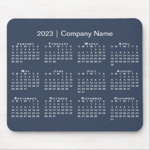 シンプル2023年カレンダー会社名Navy Blue マウスパッド