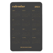 シンプル2024はっきりしたダークグレーカレンダー マグネット (縦)