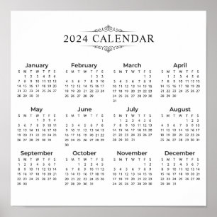 シンプル2024年エレガント予定表  ポスター