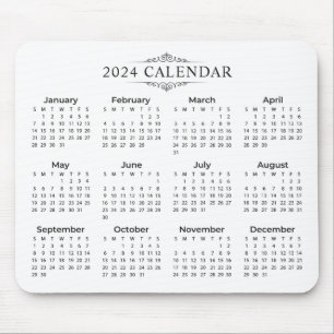 シンプル2024年エレガント予定表 マウスパッド