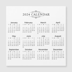 シンプル2024年エレガント予定表  磁気カード