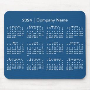 シンプル2024年カレンダー会社名（青） マウスパッド