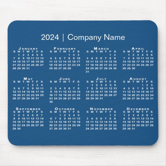 シンプル2024年カレンダー会社名（青） マウスパッド (正面)