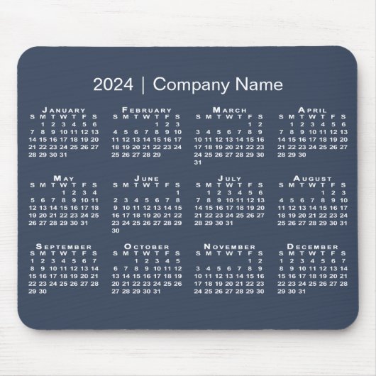 シンプル2024年カレンダー会社名Navy Blue マウスパッド (正面)