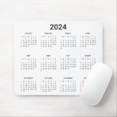 シンプル2024年At A Glance Red & Gray Calendar マウスパッド (マウス)