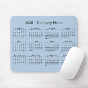 シンプル2025カレンダー会社名オンライトブルー マウスパッド