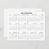 シンプル2025カレンダー会社名 | 任意の背景 ポストカード (正面/裏面)