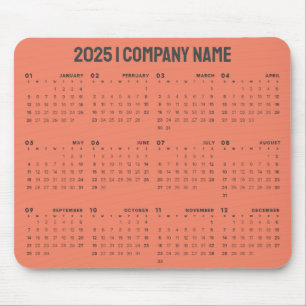 シンプル2025カレンダー会社名   任意の背景 マウスパッド
