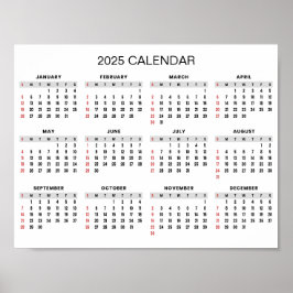 シンプル2025年エレガント予定表 | ポスター