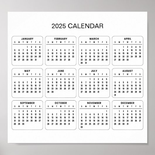 シンプル2025年エレガント予定表 | ポスター (正面)
