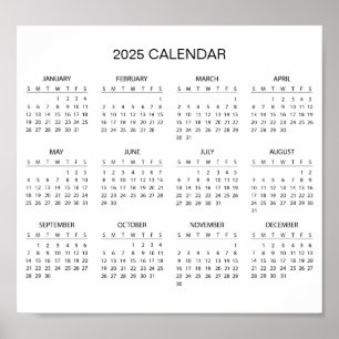シンプル2025年エレガント予定表   ポスター