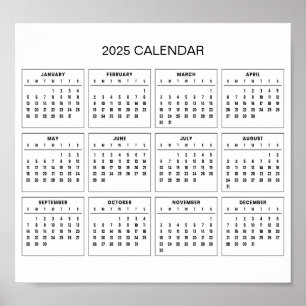 シンプル2025年エレガント予定表   ポスター