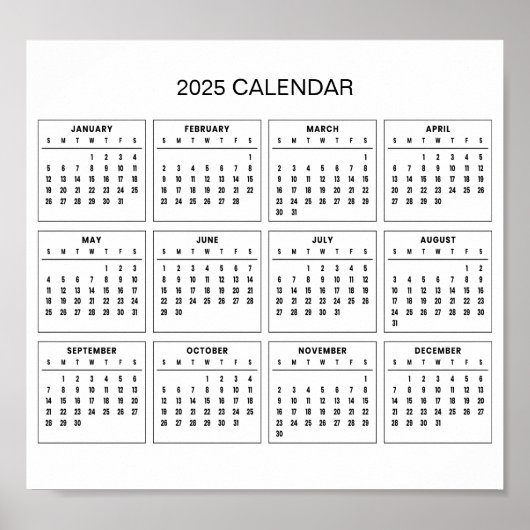 シンプル2025年エレガント予定表 | ポスター (正面)