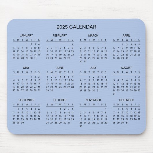 シンプル2025年エレガント予定表 | マウスパッド (正面)