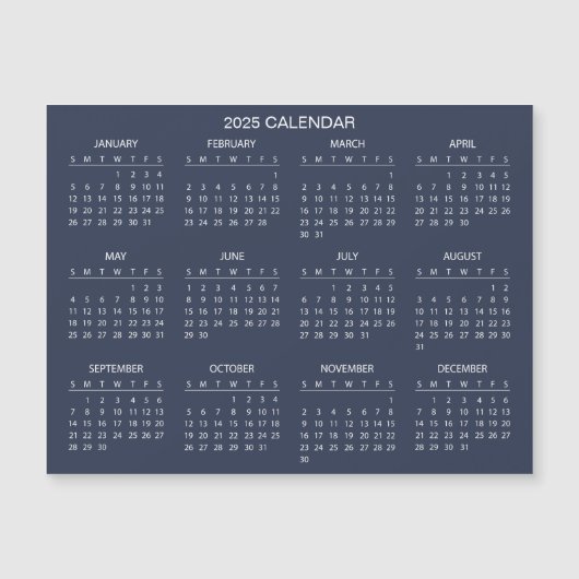 シンプル2025年エレガント予定表 | マグネットカード (正面)