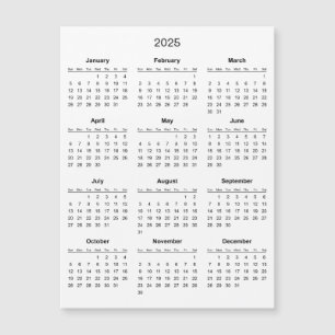 シンプル2025年エレガント予定表   マグネットカード