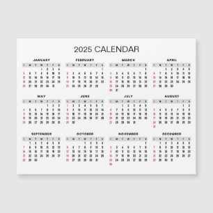 シンプル2025年エレガント予定表   マグネットカード