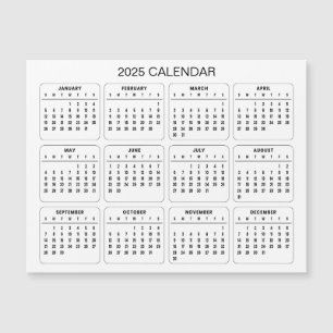 シンプル2025年エレガント予定表   マグネットカード
