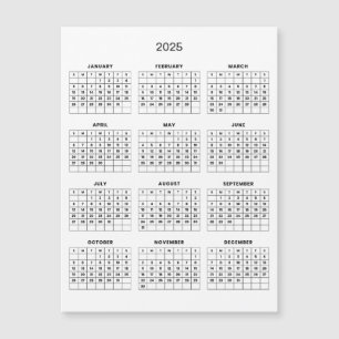 シンプル2025年エレガント予定表   マグネットカード
