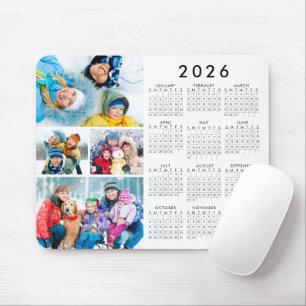 シンプル2026年カレンダー4枚フォトコラージュ マウスパッド