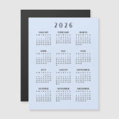 シンプル2026年カレンダー マグネットカード (正面/裏面)