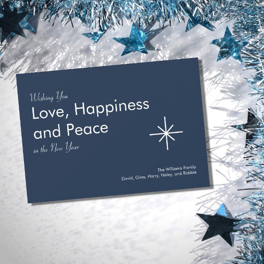 シンプル2026年新年ネイビーブルーエレガントタイポグラフィ シーズンカード