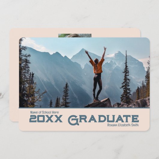 シンプル20xx卒業生2枚フォト招待状/ 案内状 (正面/裏面)