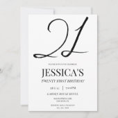 シンプル21エレガント歳の誕生日パーティー 招待状 (正面)